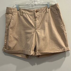 GAP - women’s chino boyfriend rolled shorts.  Khaki.  Size 14 TALL